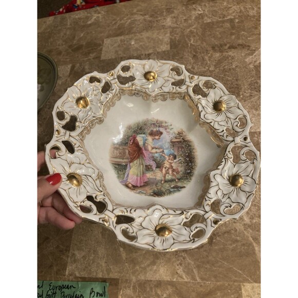 Unbranded Other - Continental European Parcel White Porcelain Cabinet Bowl Gilt Decoration Gold